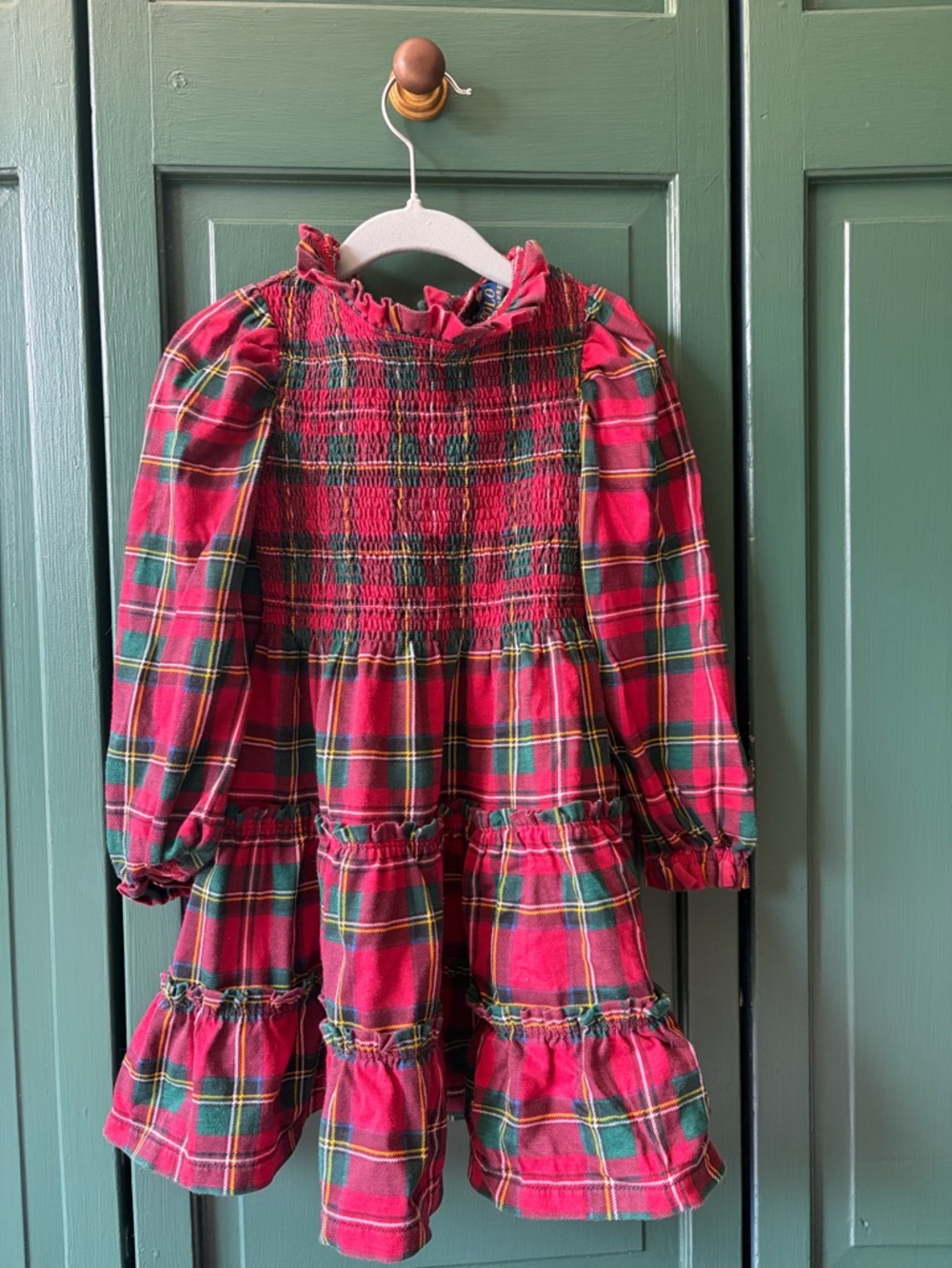 Polo by Ralph Lauren Red and Green Plaid Smocked Girls Dress